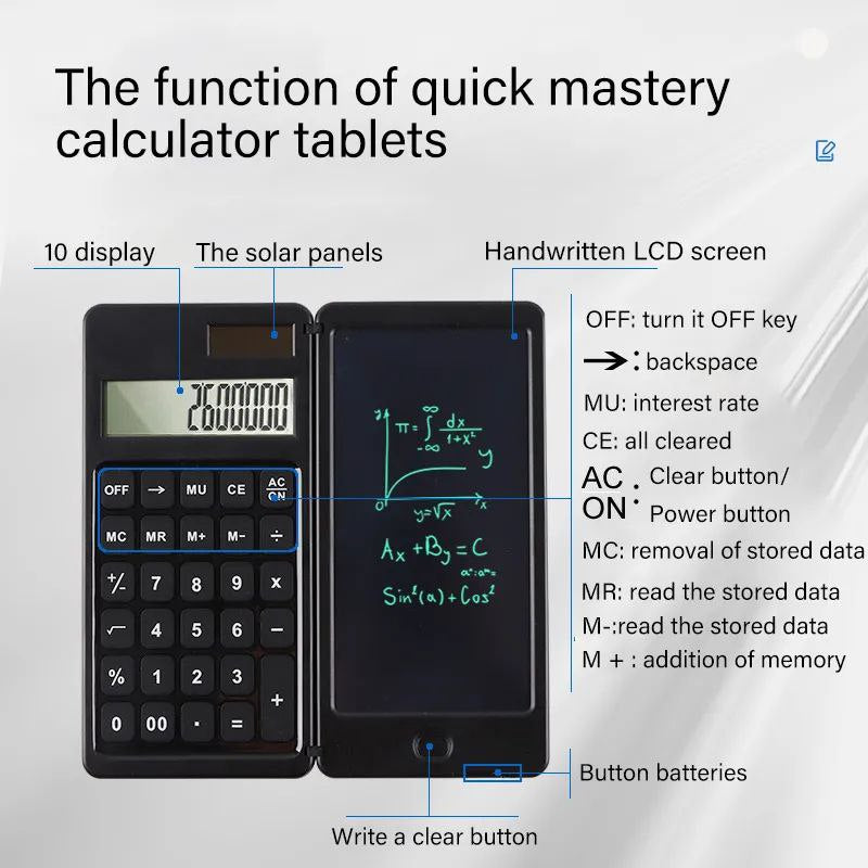 Calculadora plegable con pizarra LCD